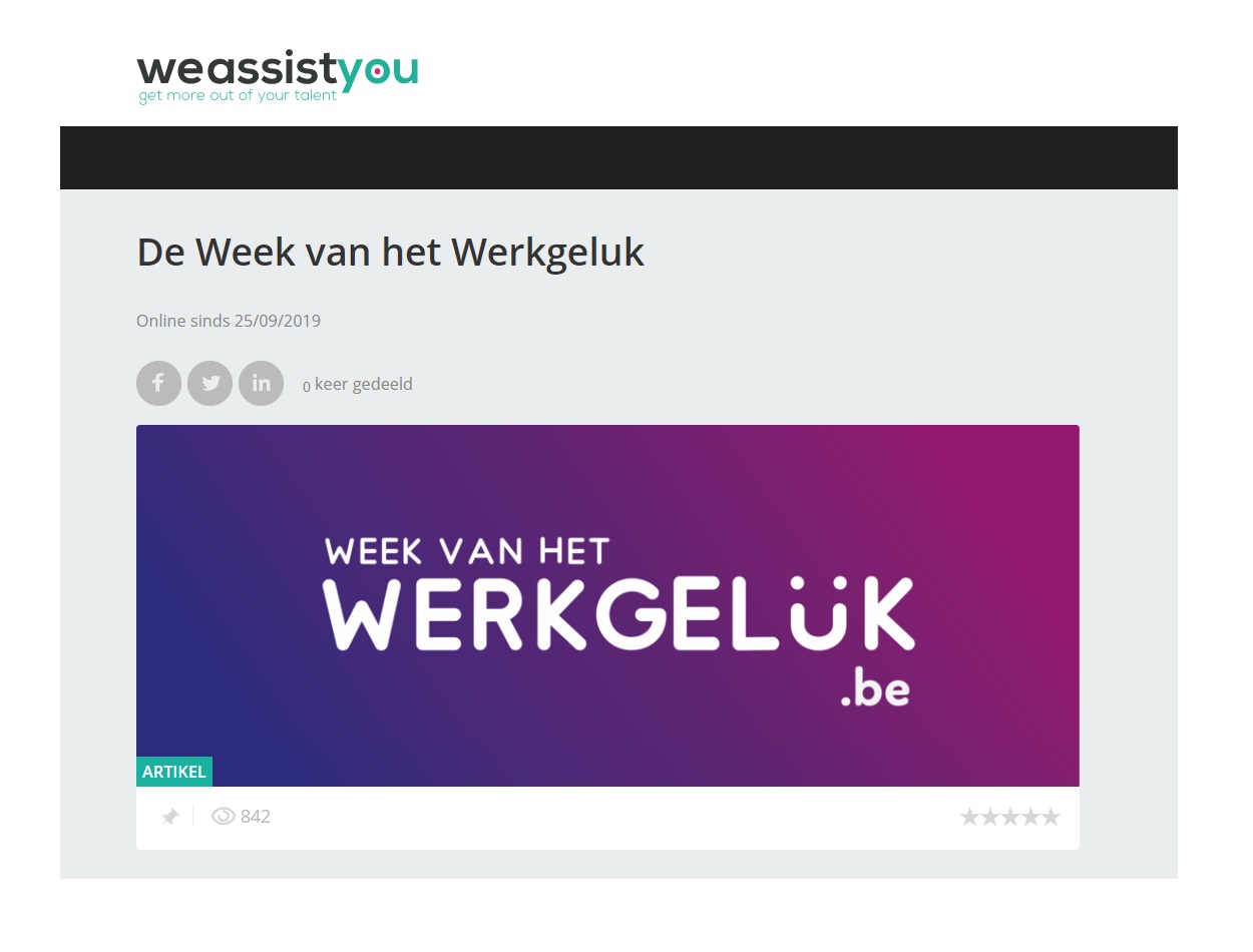 We assist you - De week van het werkgeluk We assist you - De week van het werkgeluk